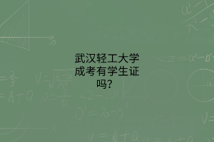 武汉轻工大学成考有学生证吗？