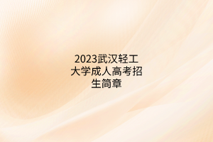 2023武汉轻工大学成人高考招生简章